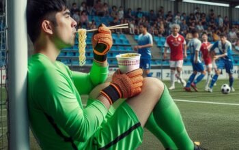 Tidak Masuk Akal! Kiper Santai Makan Mie Saat Bola Mengancam Gawang!